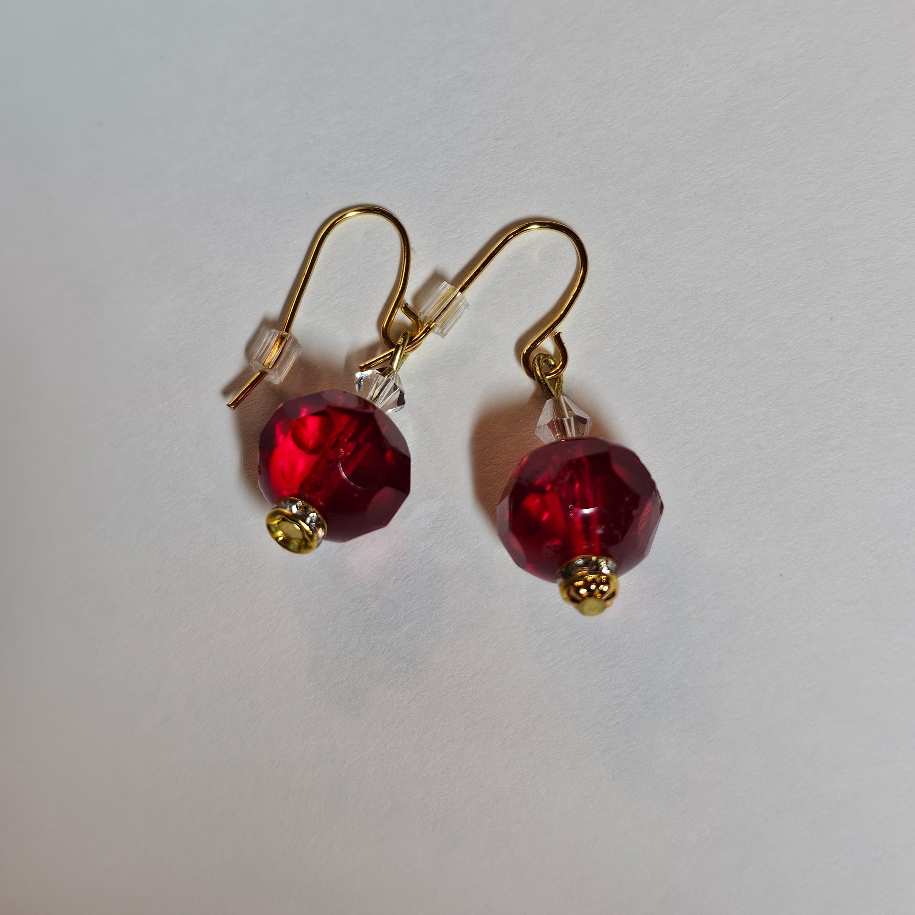 Vintage Austrian crystal and vintage glass drop earrings.