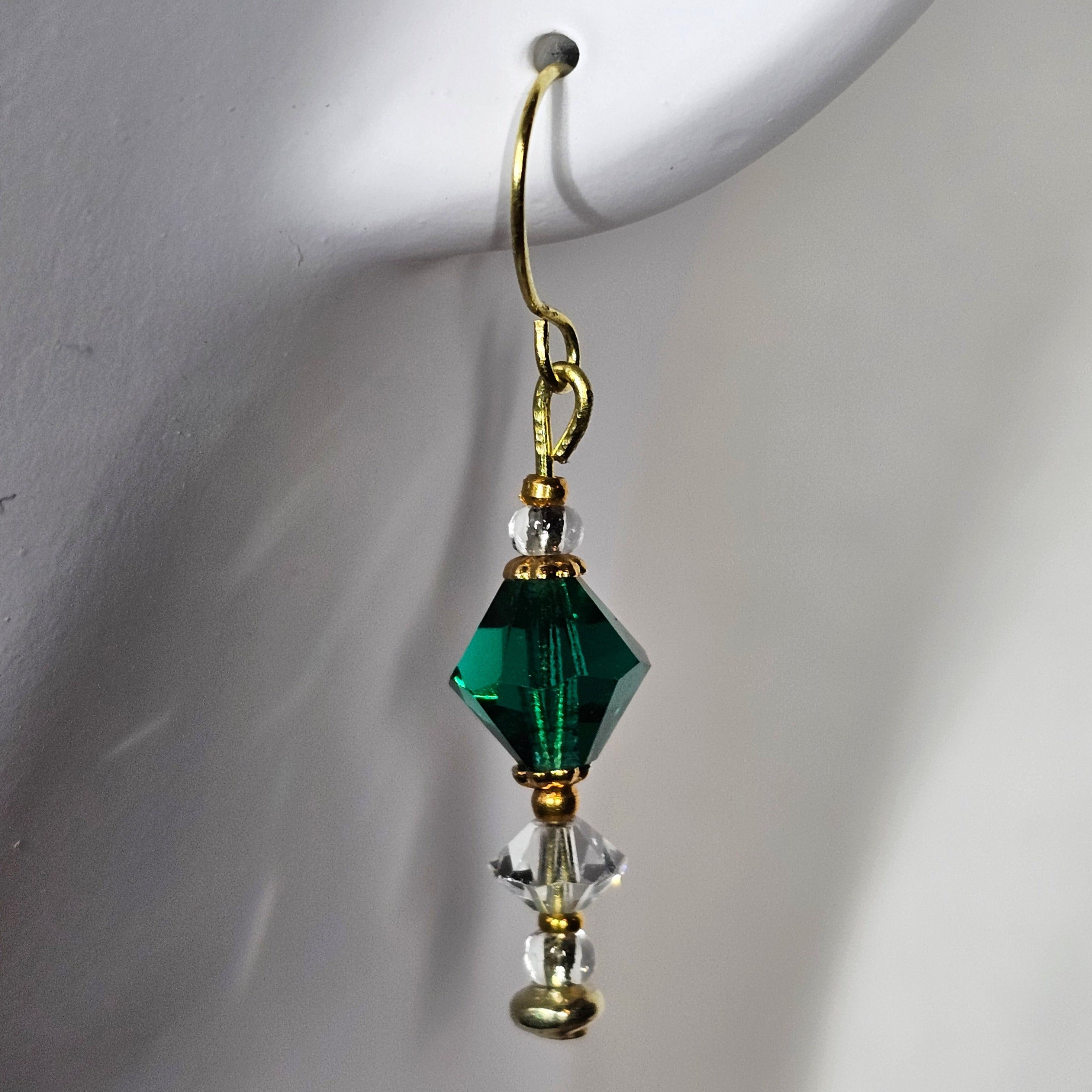 Vintage emerald and clear rhinestone earrings