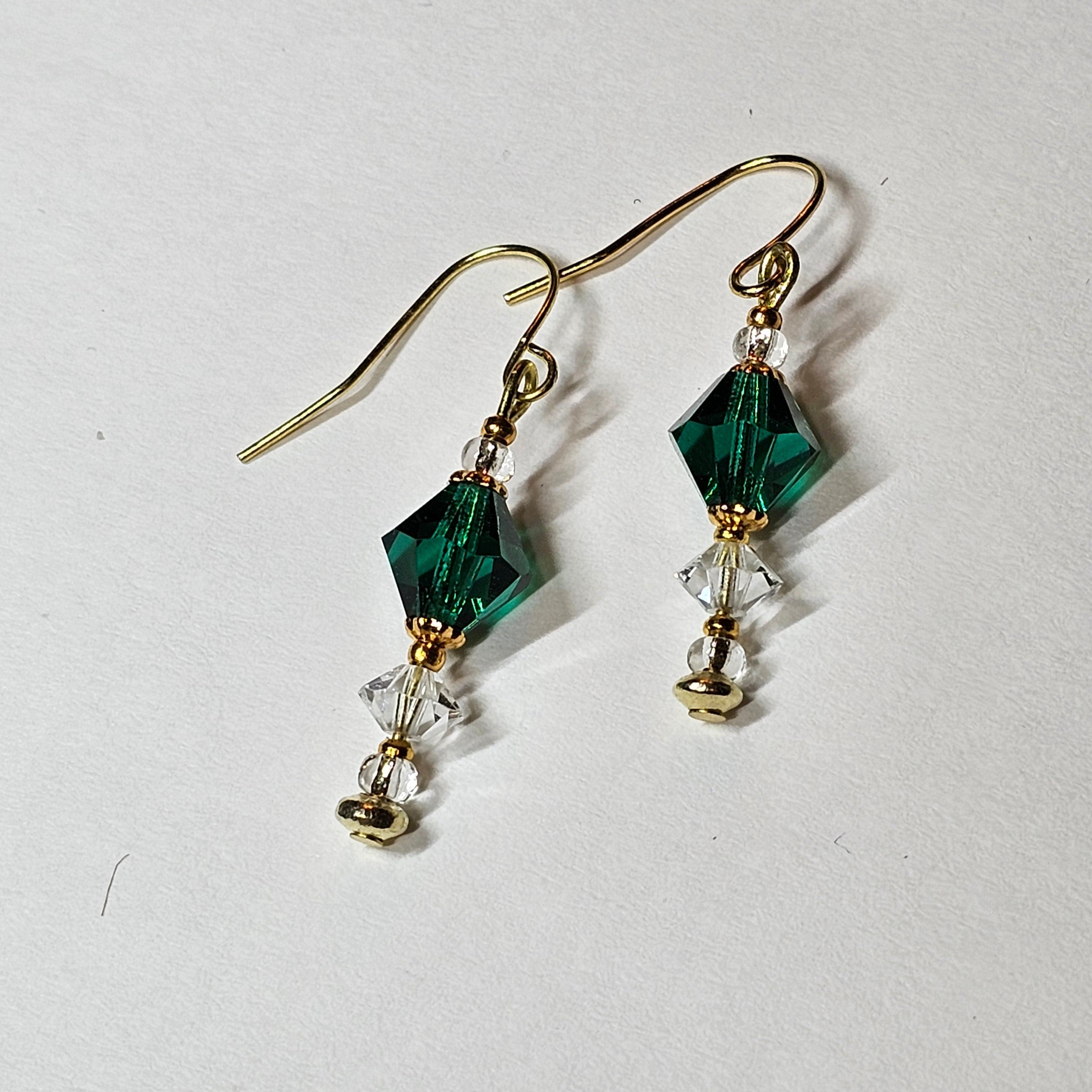 Vintage emerald and clear rhinestone earrings