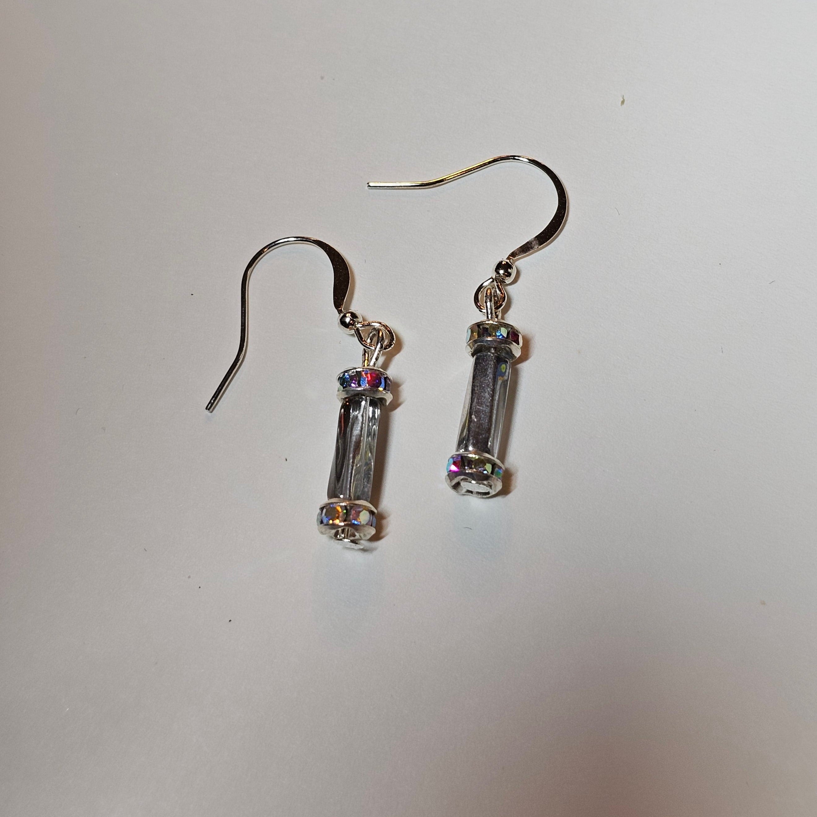 Vintage clear Aurora Borealis rhinestones and glass earrings