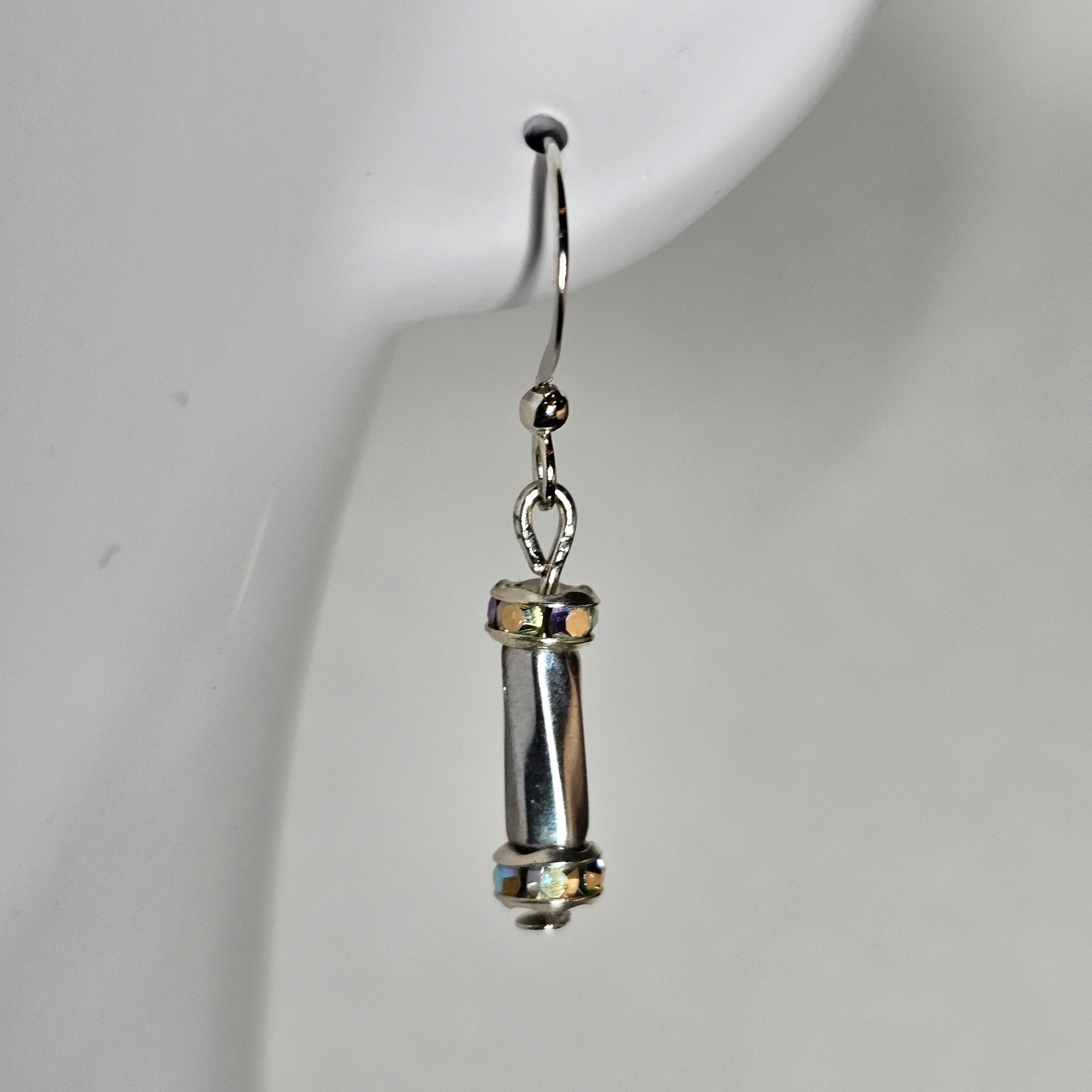 Vintage clear Aurora Borealis rhinestones and glass earrings